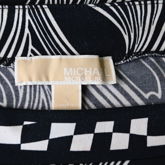 MICHAEL MICHAEL KORS Navy White Swirl Pattern Pull On Dress - Size Large - Picture 7 of 10